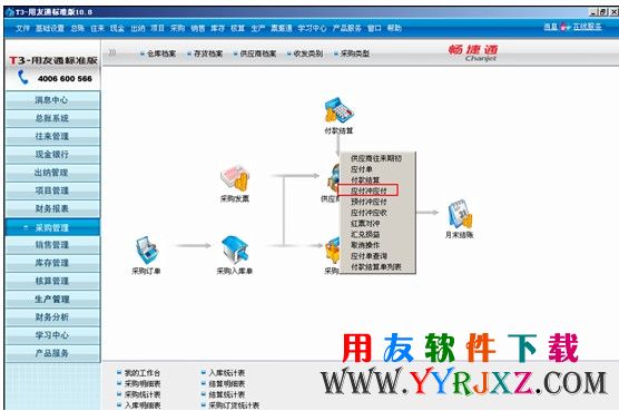 进入应付冲应付的功能界面