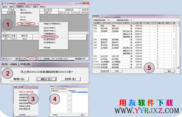 用友T6总账年结图示