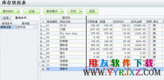 查看用友T1软件中的库存状况表