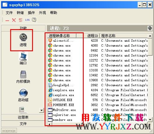 冰刃查看相关进程图示