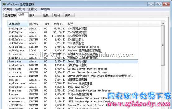 任务管理器结束brmas进程图示