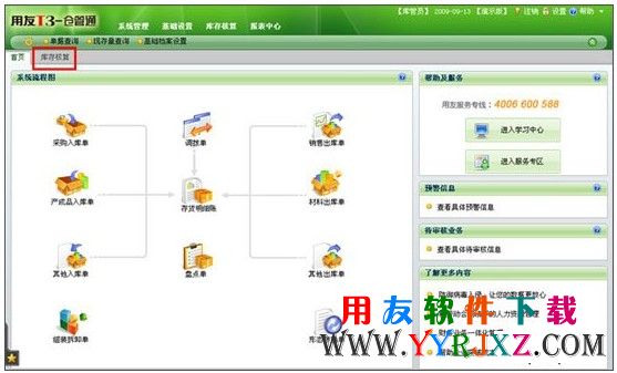 用友T3仓管通标准版11.0库存核算管理界面图示