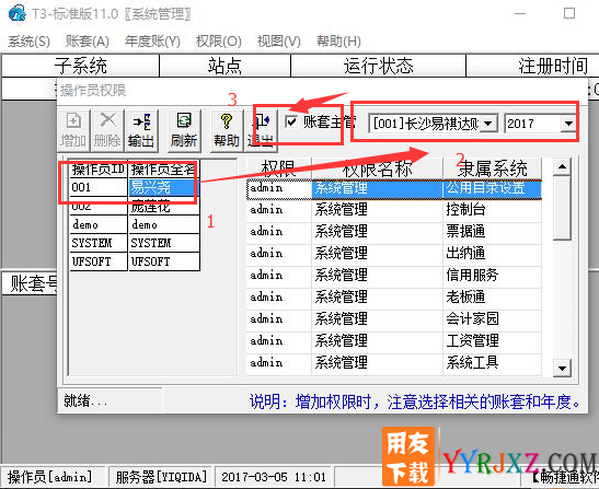 为什么自己在用友t3中增加的操作员登录不了自己建立的账套呢？
