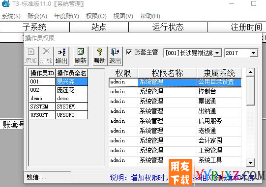 为什么自己在用友t3中增加的操作员登录不了自己建立的账套呢？